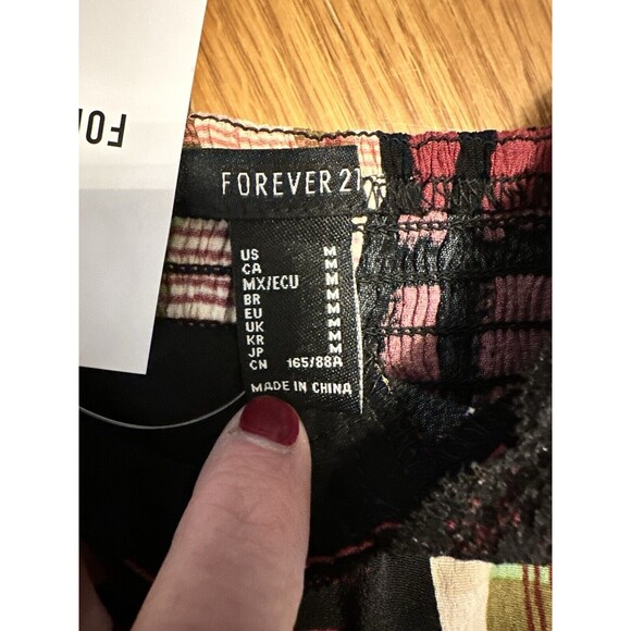 NWT Forever 21 Plaid Tank Cami Crop Adjustable Straps Lace Trim Women’s Size Med - Picture 3 of 7